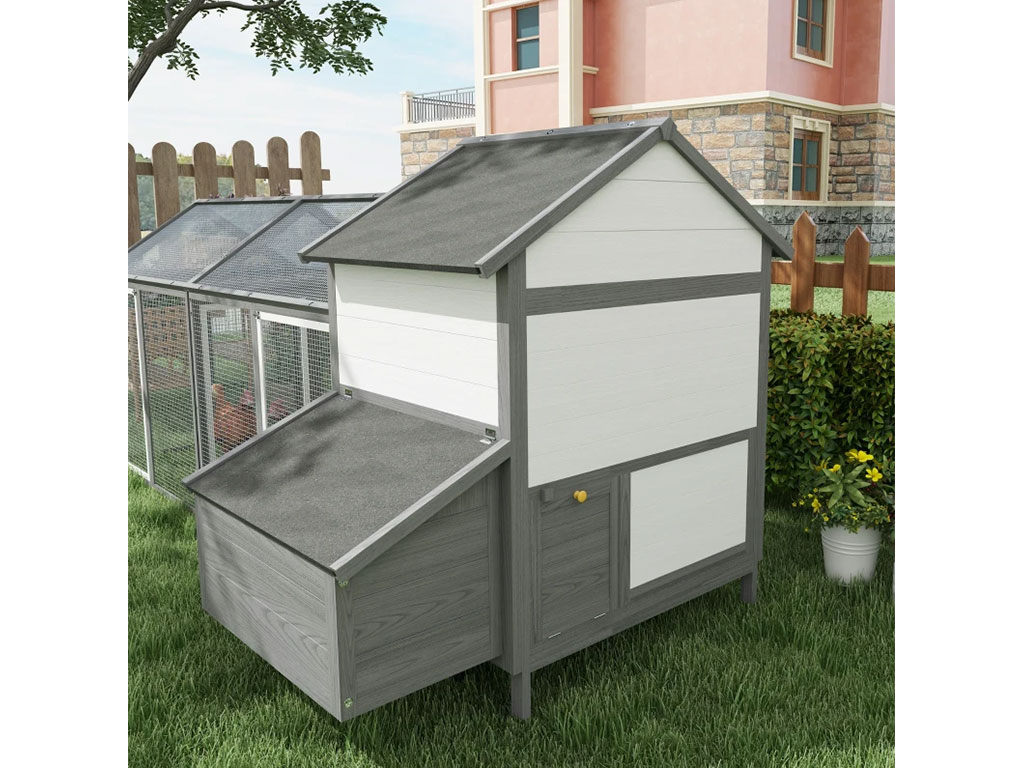 Kurník pro slepice PAWHUT D51-130V01GY - celkový pohled