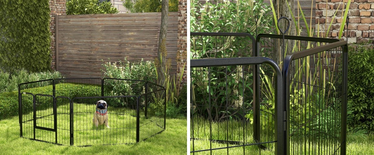 Ohrádka pro štěňata PAWHUT D06-107V02BK